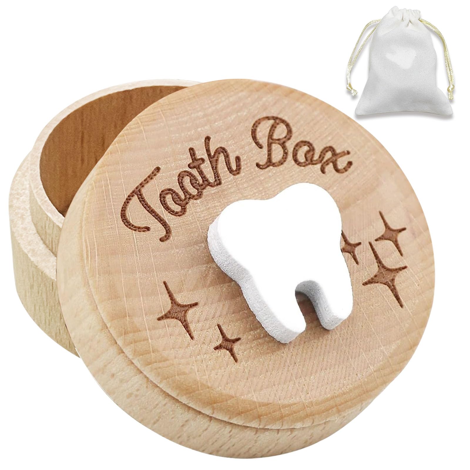Zalengine Tooth Fairy Box front view, compact keepsake for a first lost tooth