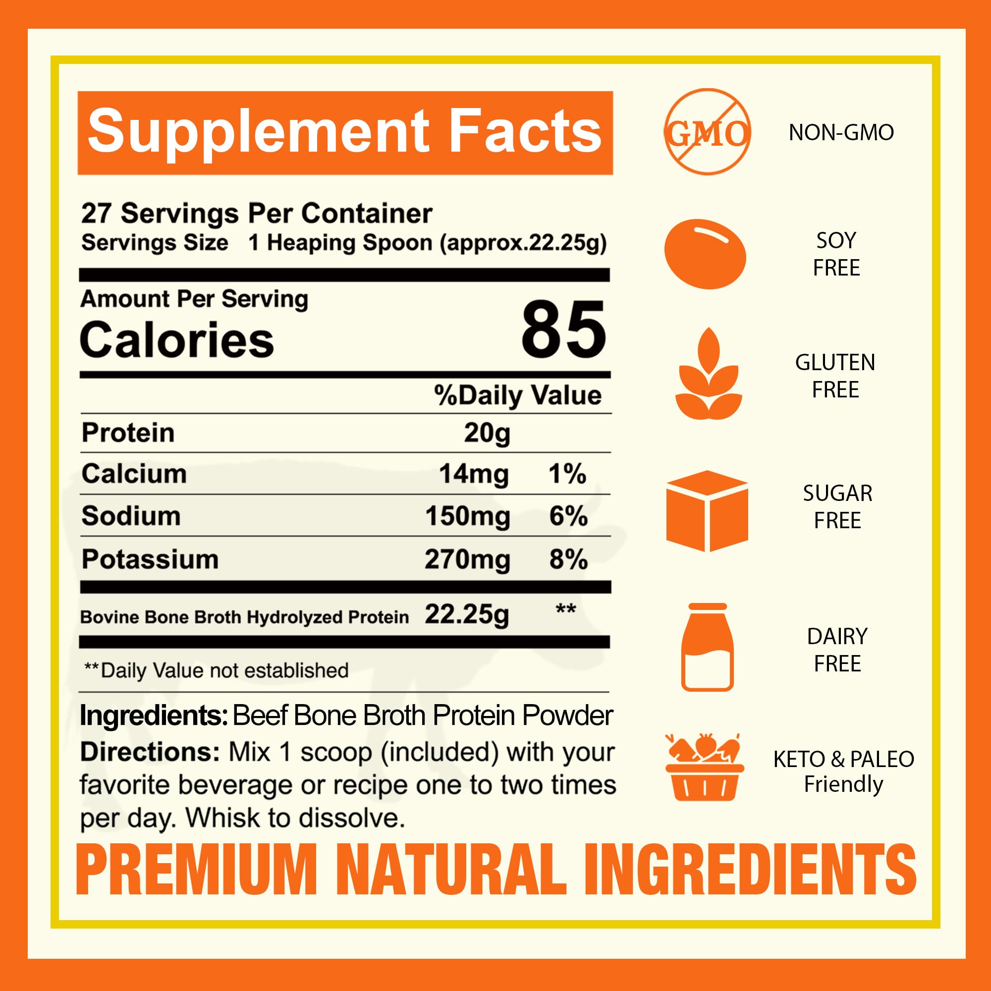 Zammex bone broth powder scoop highlights easy measuring for quick protein adds