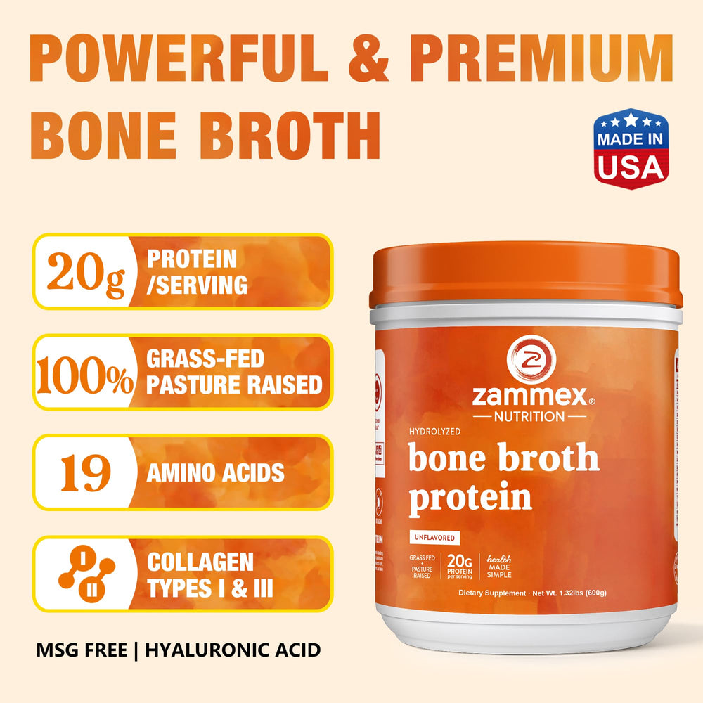 Vanilla flavor bone broth powder blended into smoothies and oats
