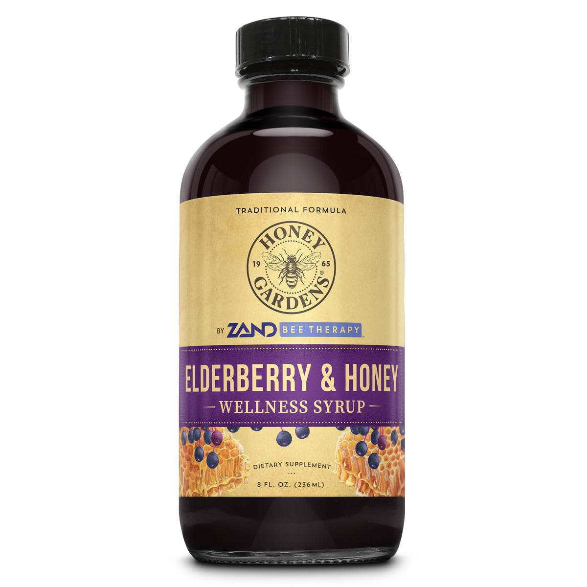ZAND Elderberry and Honey Immune Syrup bottle with natural ingredients for daily wellness.