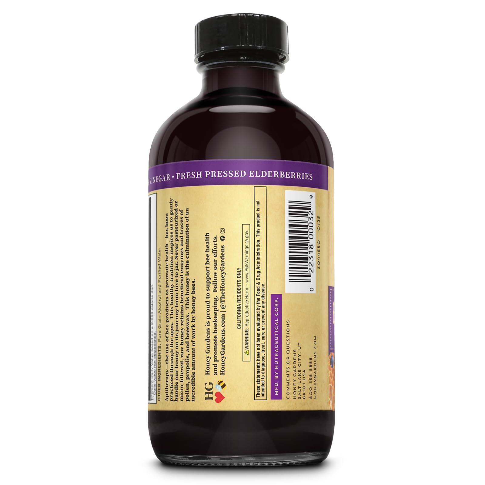 ZAND Elderberry and Honey Immune Syrup ingredients label shows propolis and apple cider vinegar.