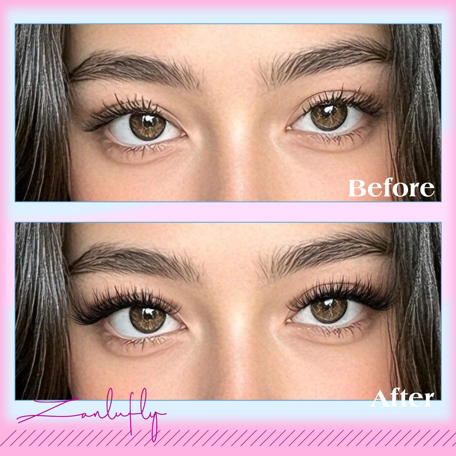 ZANLUFLY pre-glued application demo for quick DIY lash upgrade