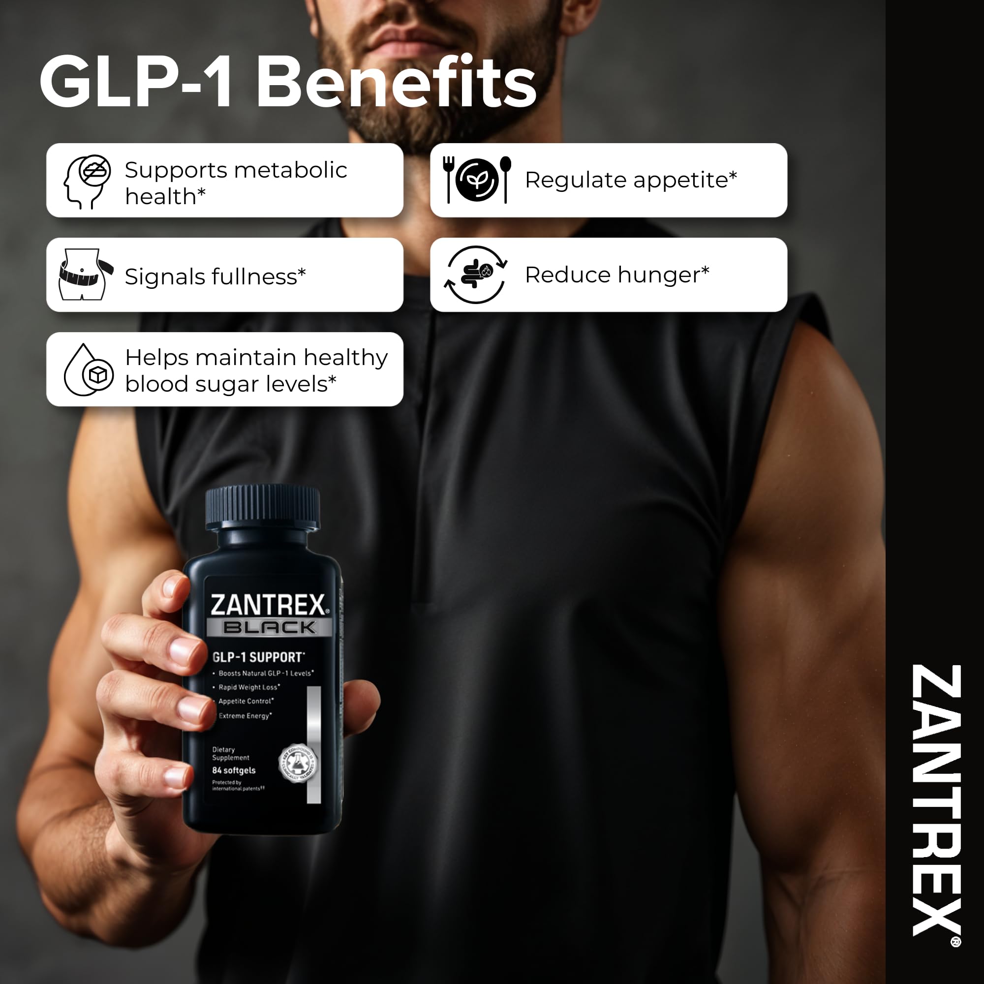 Zantrex Black gluten-free badge signals allergy-conscious formulation.