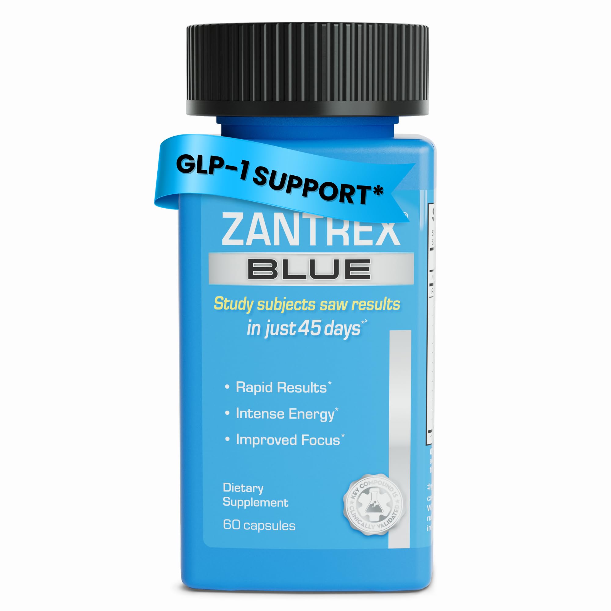 Zantrex Blue energy bottle with capsules for a sustained daily energy boost