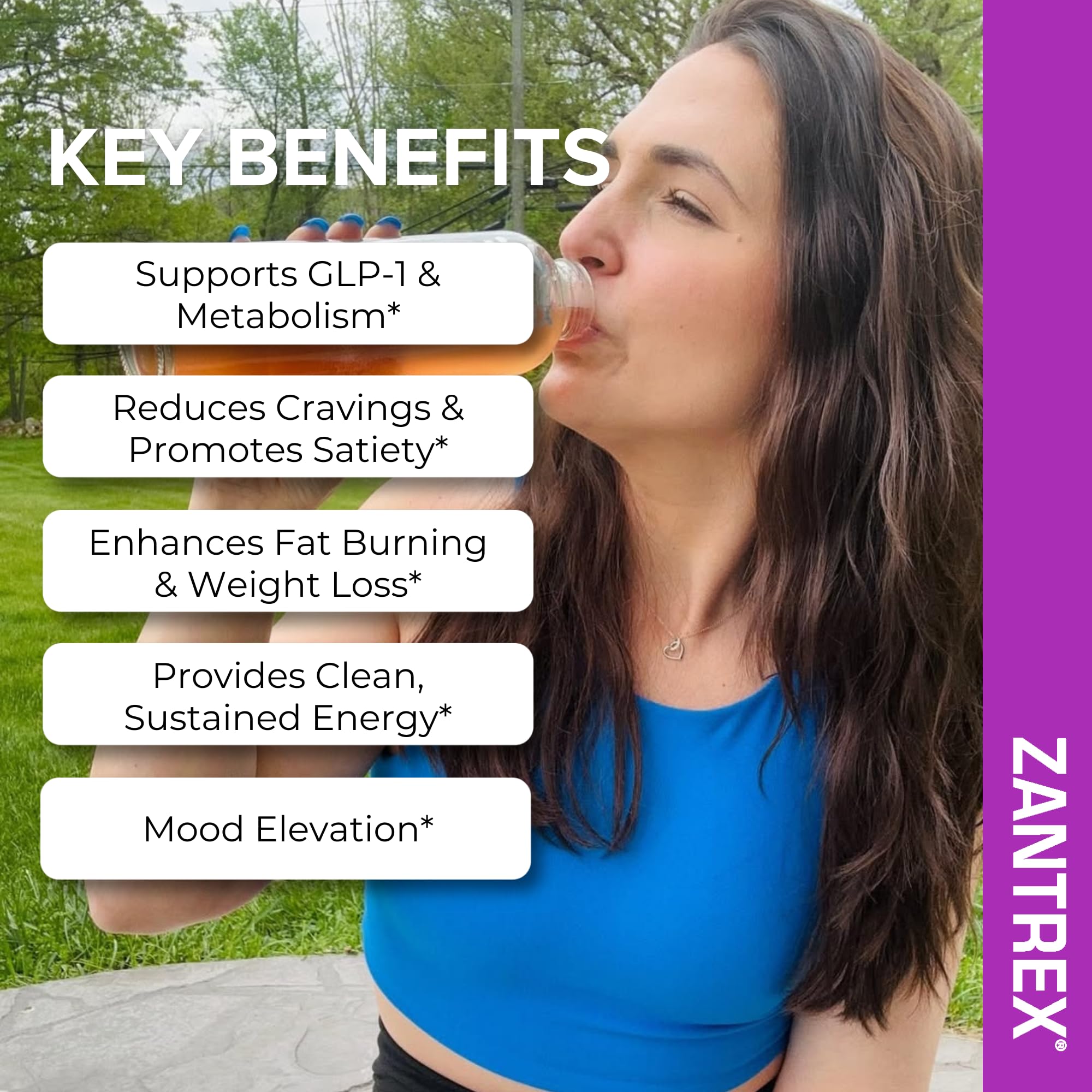 Zantrex SkinnyStix Berry Fusion serving glass with refreshing berry drink