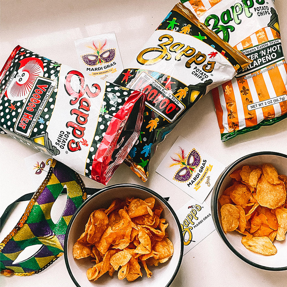 Zapp's New Orleans Voodoo chips 42-count box ready for sharing