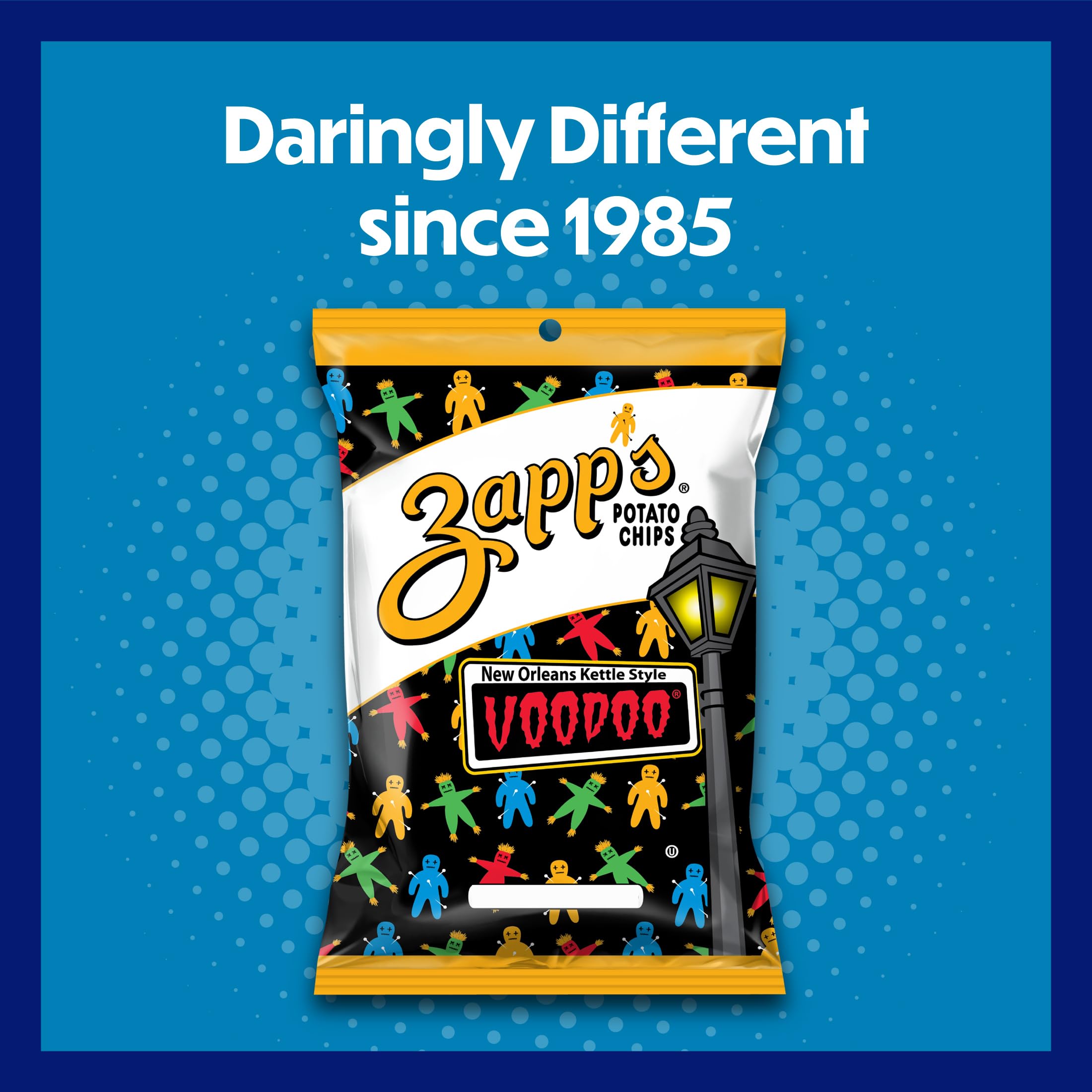 Zapp's Voodoo chips gluten-free and kosher label visible