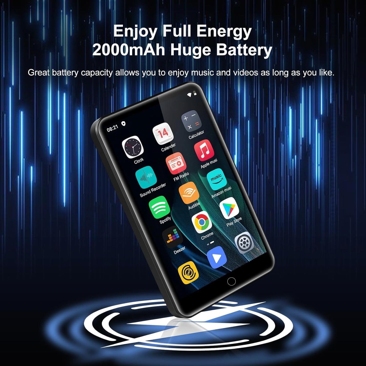 ZAQE MP3 Player 80GB storage with expandable memory for offline library.
