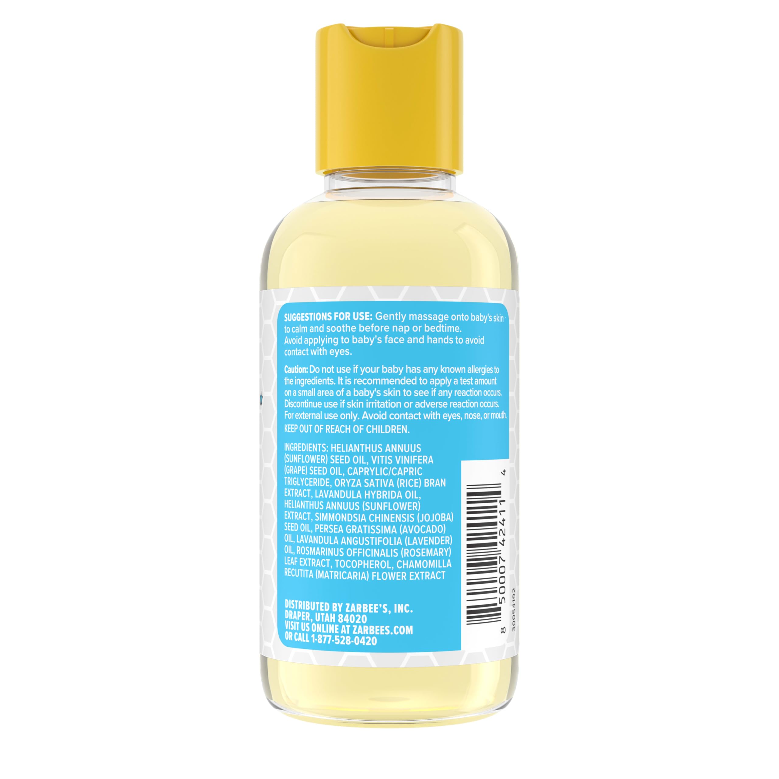 Zarbee's Baby Massage Oil used during nap time routine.