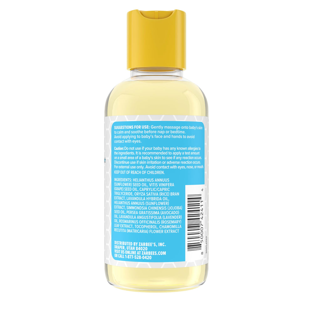 Zarbee's Baby Massage Oil used during nap time routine.