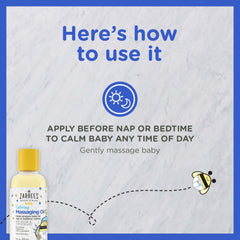 Zarbee's Baby Massage Oil pour cap demonstrating easy application.