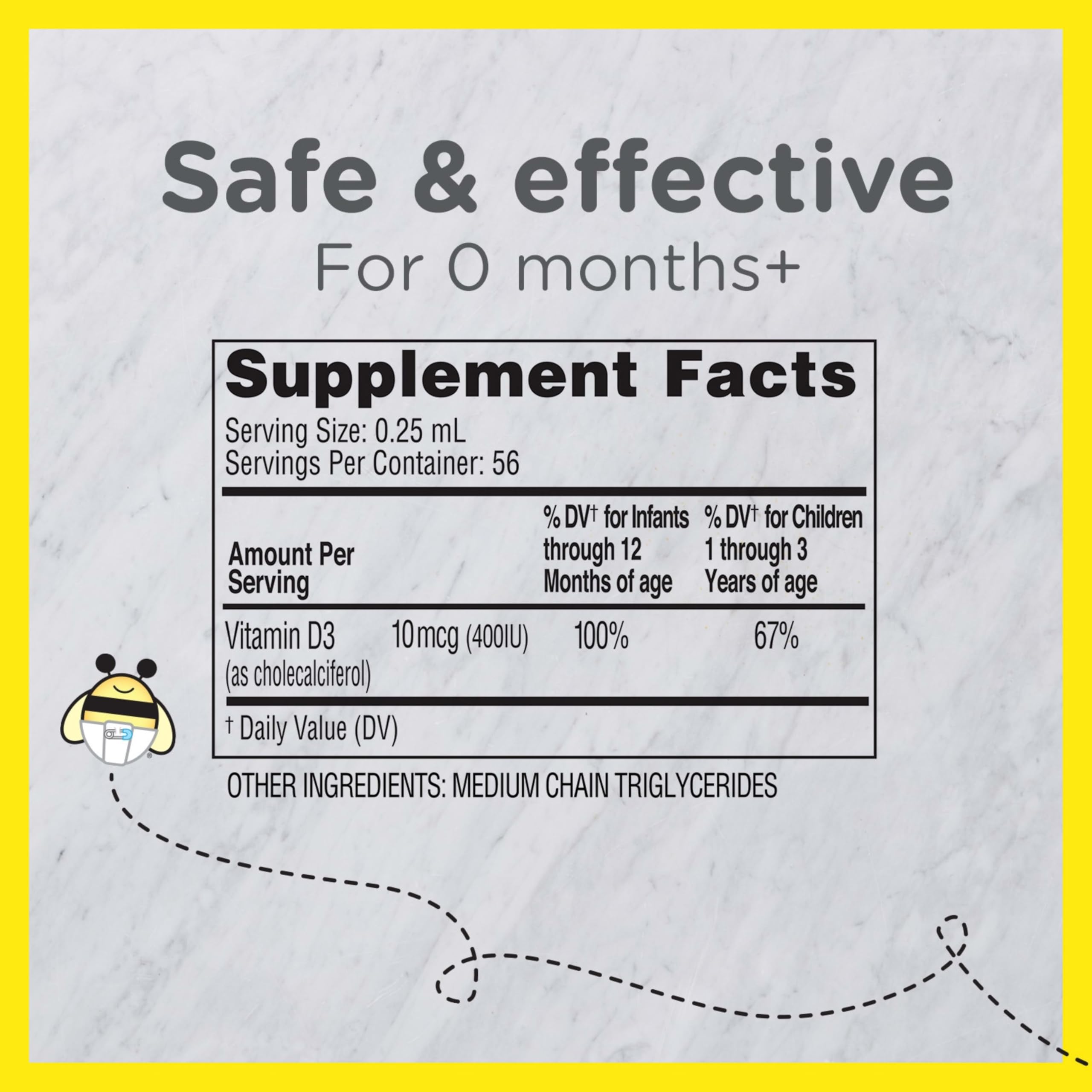 Packaging of Zarbee's Baby Vitamin D Drops emphasizes free from artificial additives
