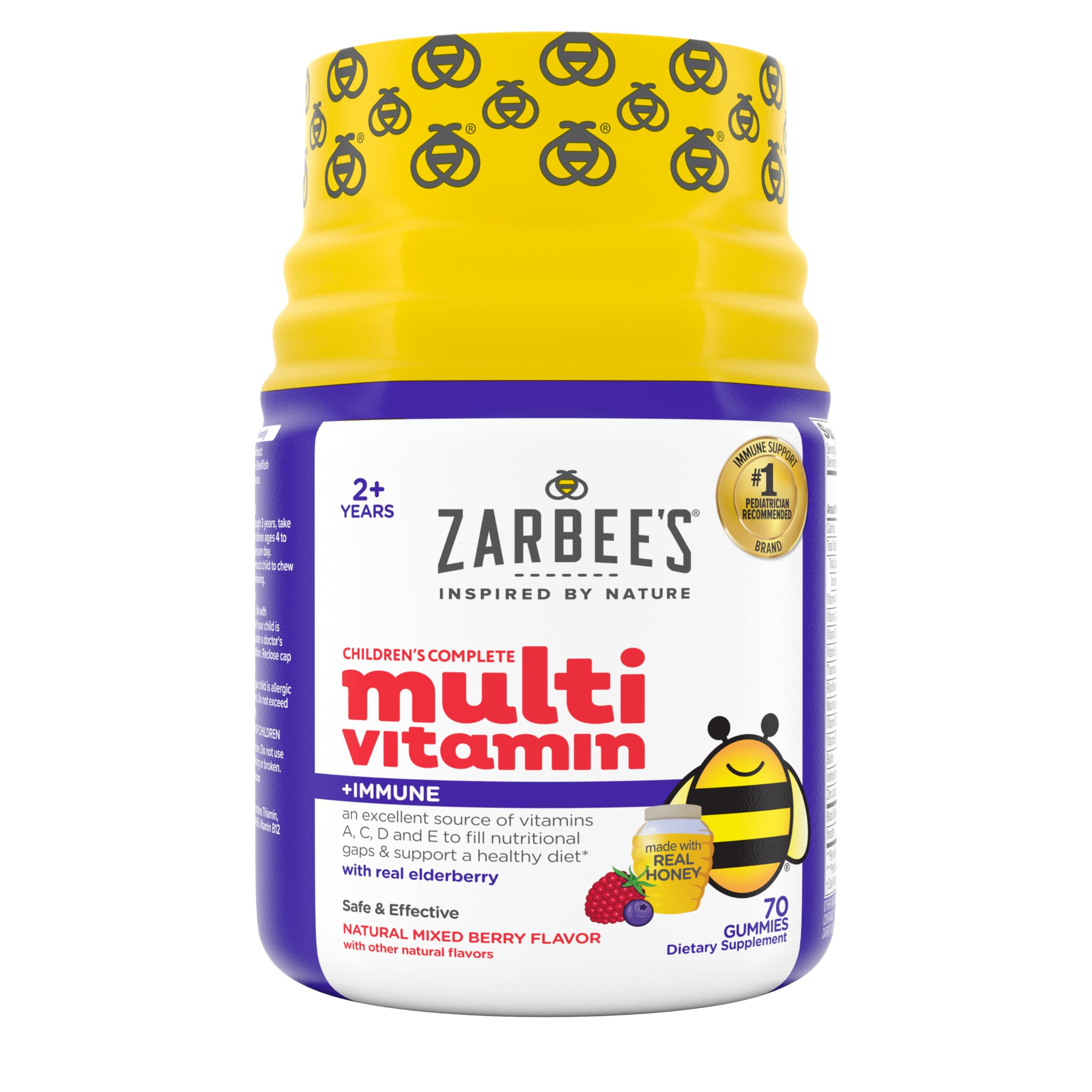 Zarbee’s Kids Complete Multivitamin bottle for daily immune support.