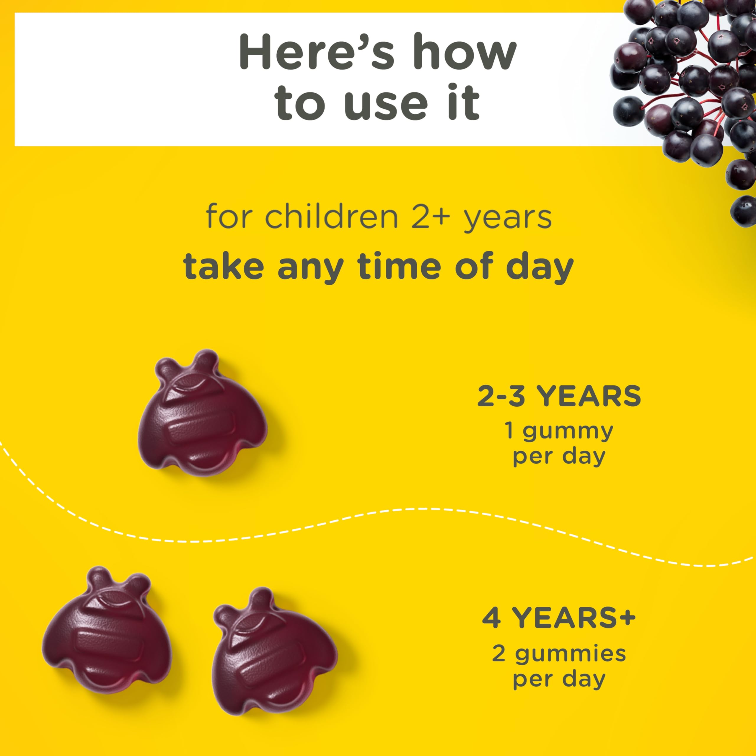Parent helps a child take Zarbee's elderberry gummies.