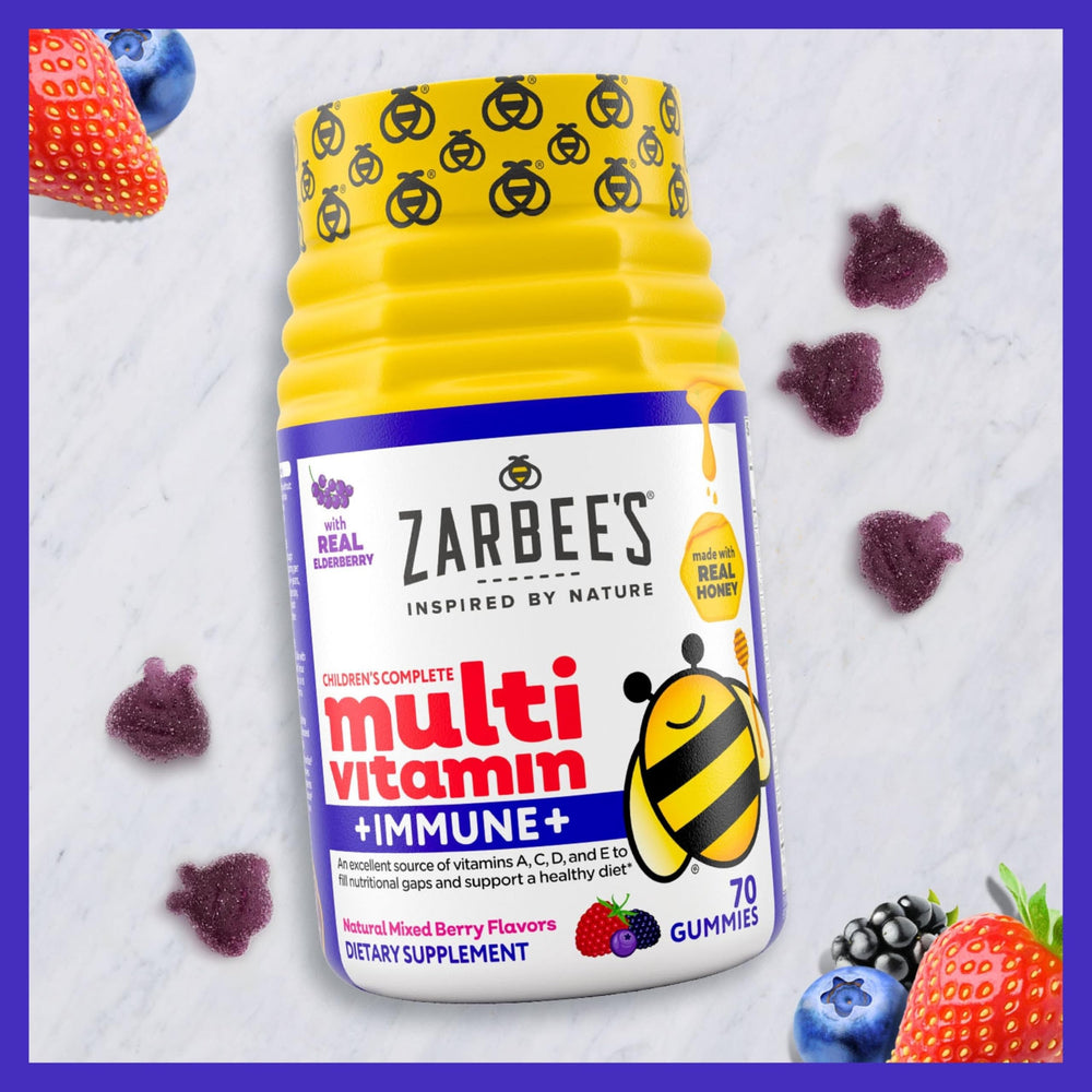 Zarbee’s honey-sweetened gummies with soft, kid-friendly texture.