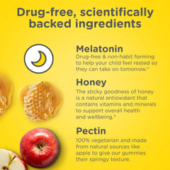 Zarbee's Kids Sleep Gummies close-up highlighting 1 mg melatonin dosage for gentle sleep.