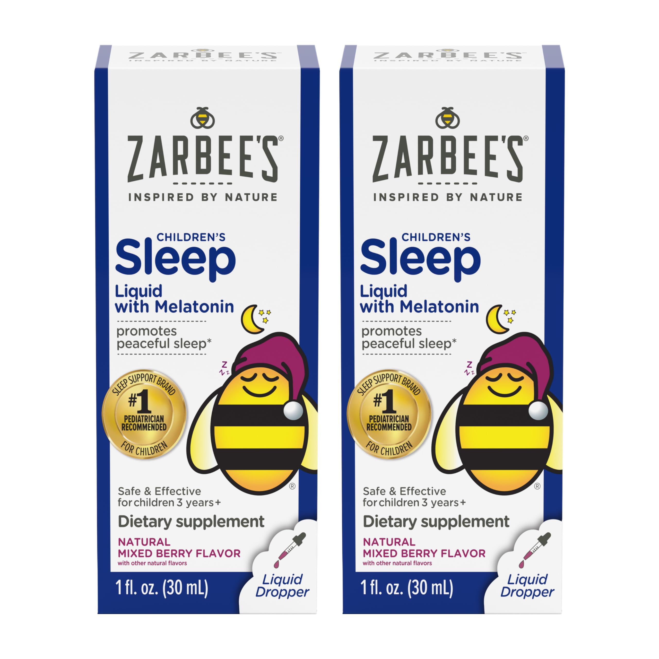 Zarbee's Kids Sleep Liquid bottle front with berry flavor appealing to children