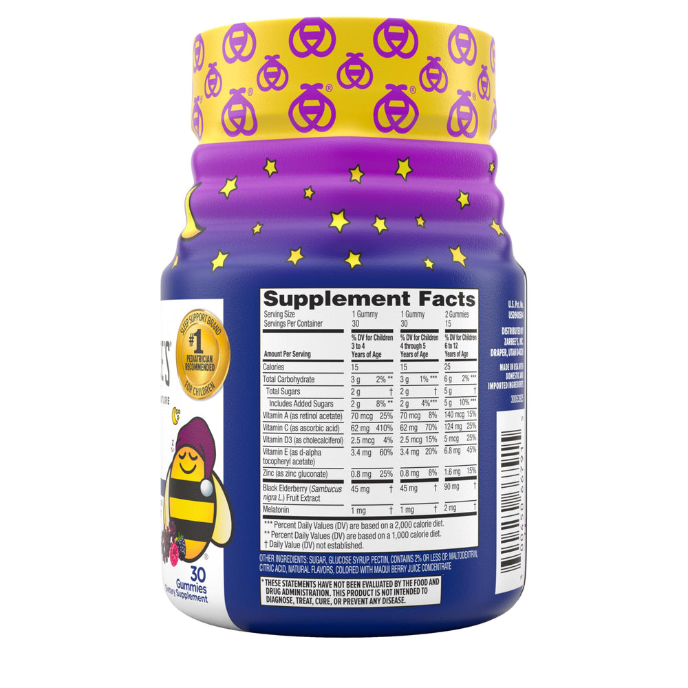 Back of Zarbee's bottle with directions and safety notes