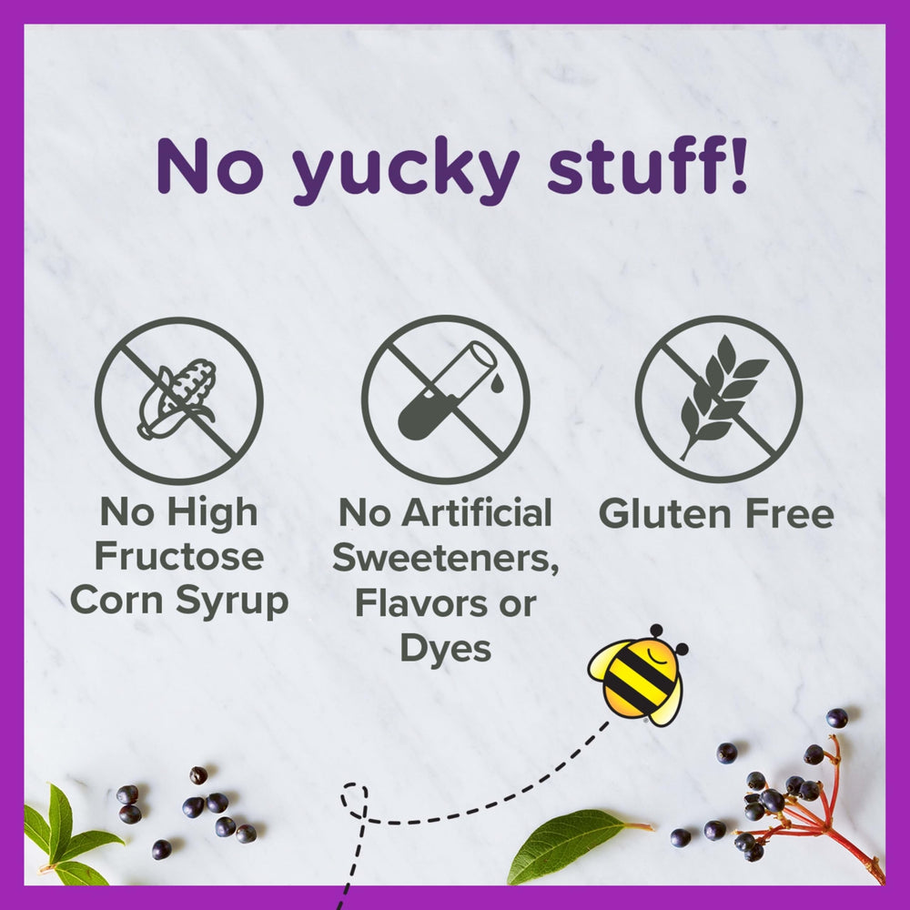 Zarbee's Elderberry Syrup for kids natural flavor designed for daily use.