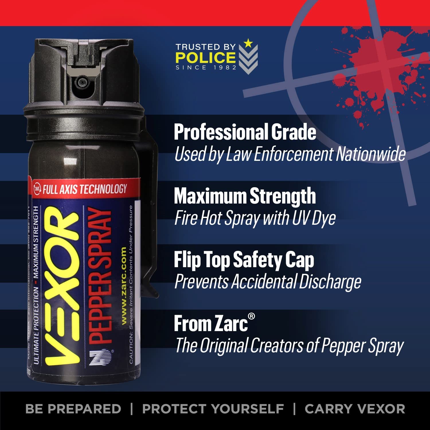 Zarc Vexor flip-top safety shown for 360-degree deployment.