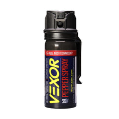 Zarc Vexor pepper spray with belt clip ready for quick access.