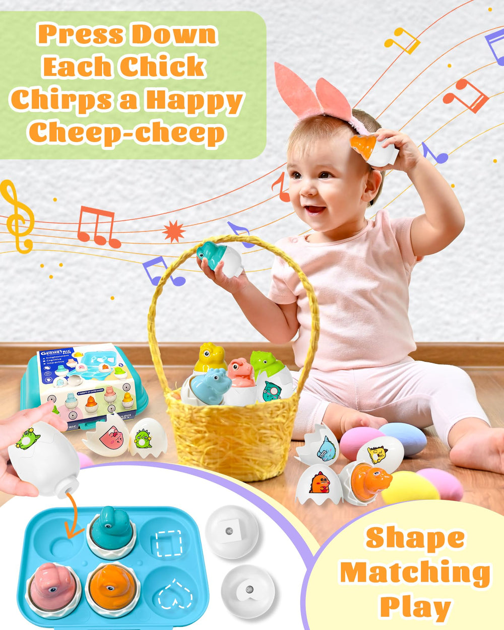 Zartores matching eggs activity demonstrates sorting and hand-eye coordination in action.
