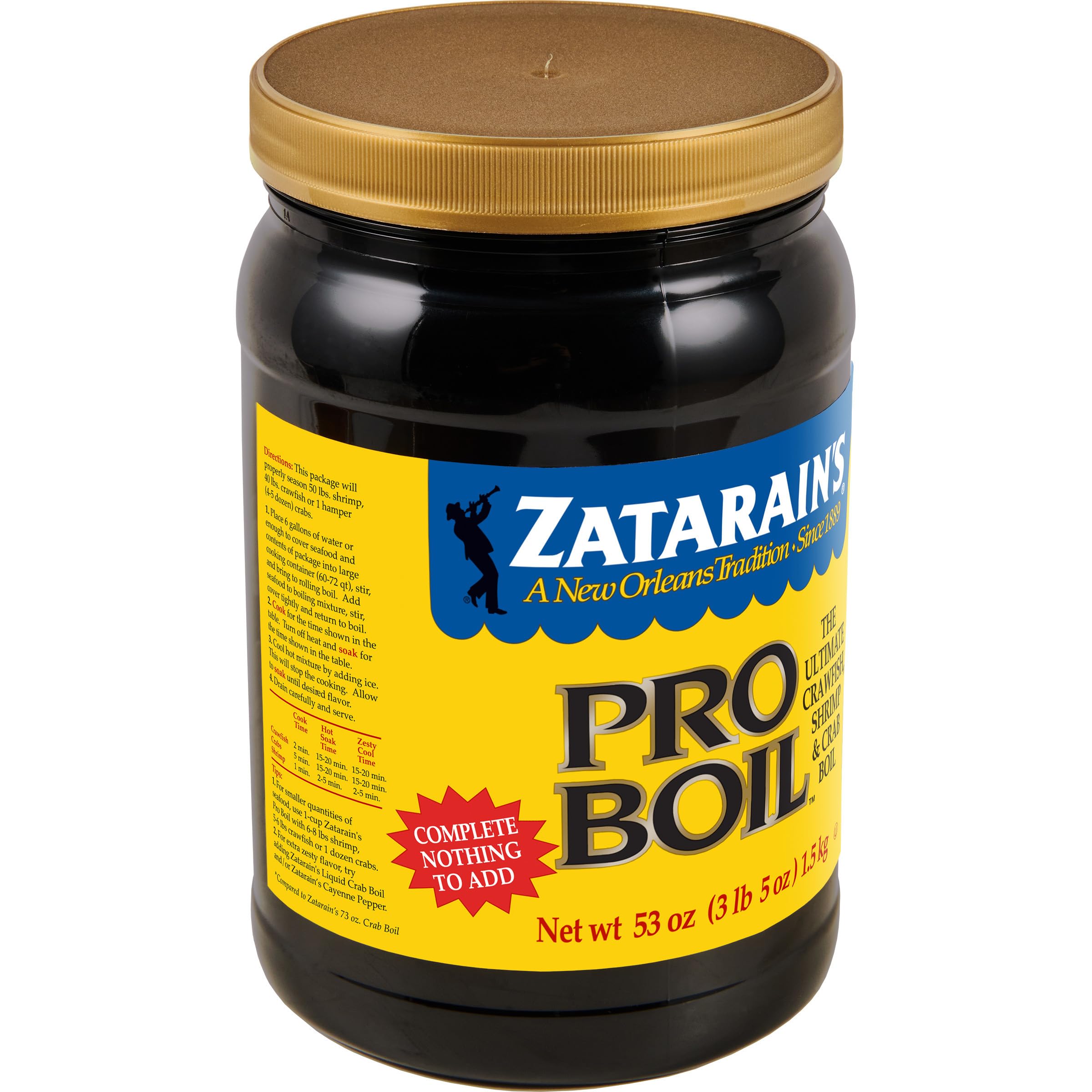 Zatarain's Pro Boil packaging showing bold New Orleans flavor for quick seafood boils.