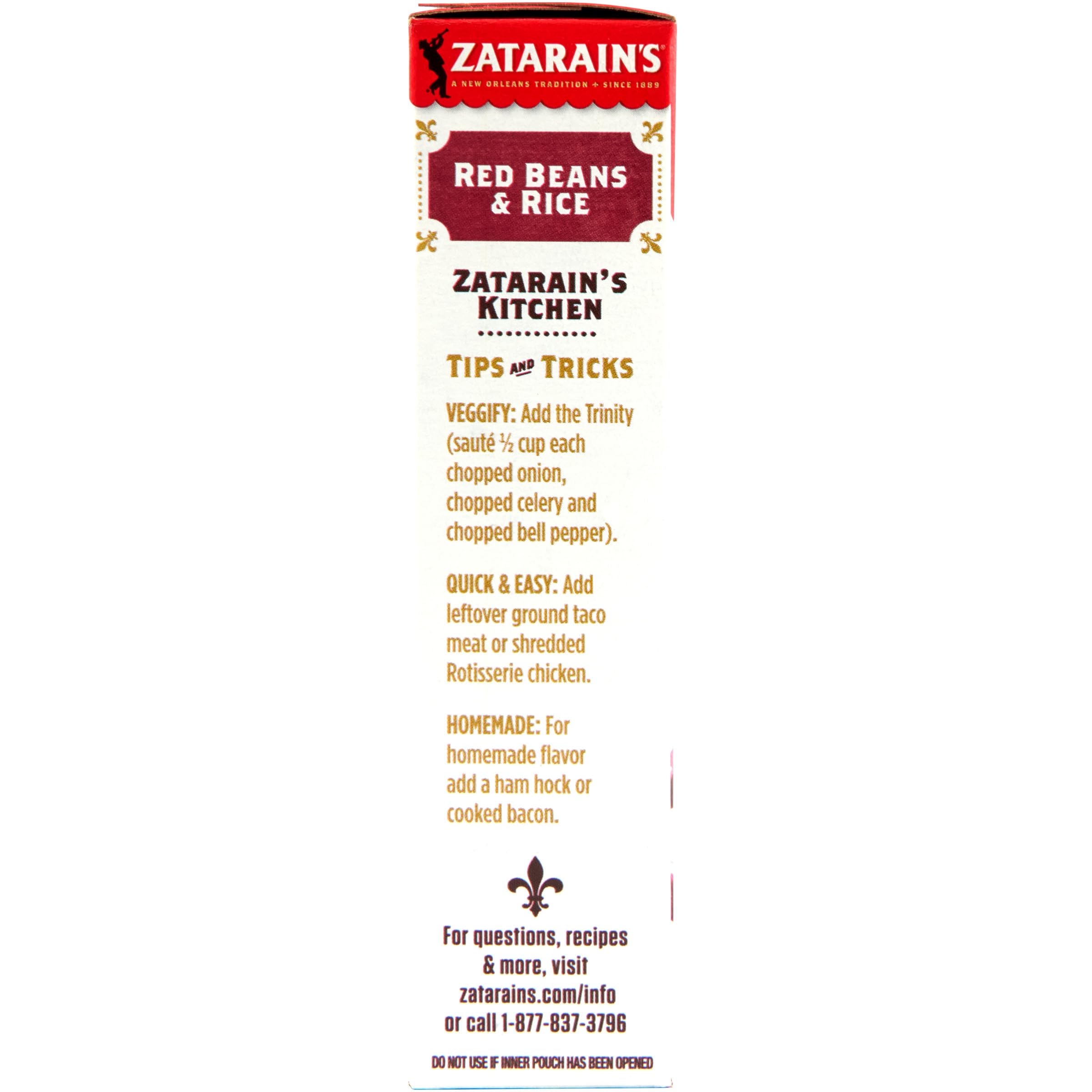 Zatarain's Red Beans and Rice packaging sits neatly on the kitchen shelf.