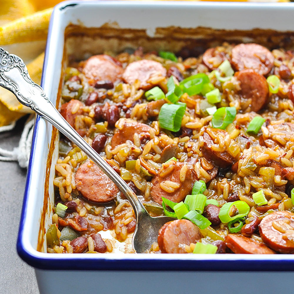 Zatarain's Red Beans and Rice highlights long grain rice and tender beans.