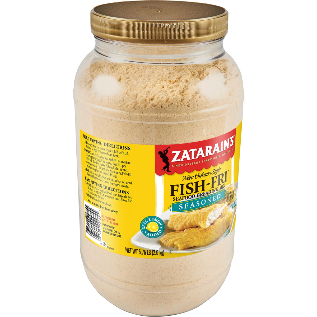 Zatarain's Seasoned Fish Fri packaging ready for easy seafood coating.