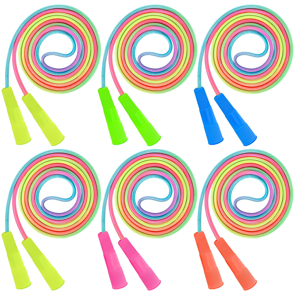 ZATAYE 6-pack kids jump ropes arranged for sharing and play