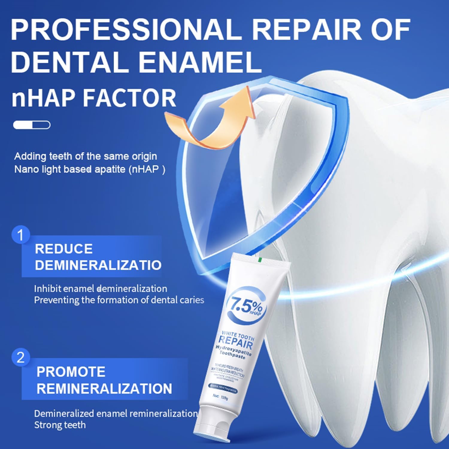 Application of Zaucet hydroxyapatite toothpaste on toothbrush