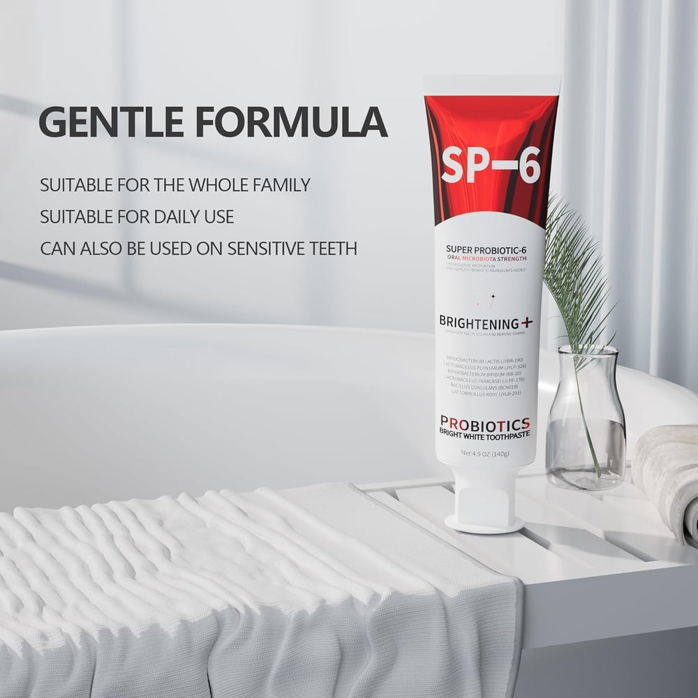 Zaucet SP-6 enamel-safe toothpaste with probiotic blend and Niacinamide whitening in action