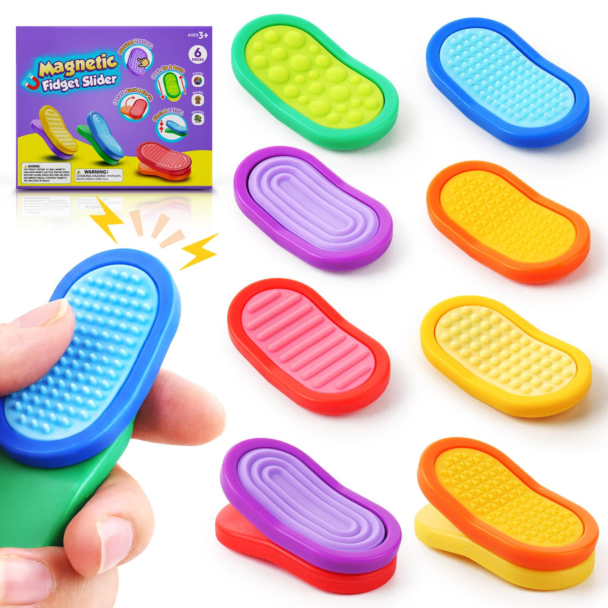 ZaxiDeel sensory slider textured 6-pack offers varied touch for focused play