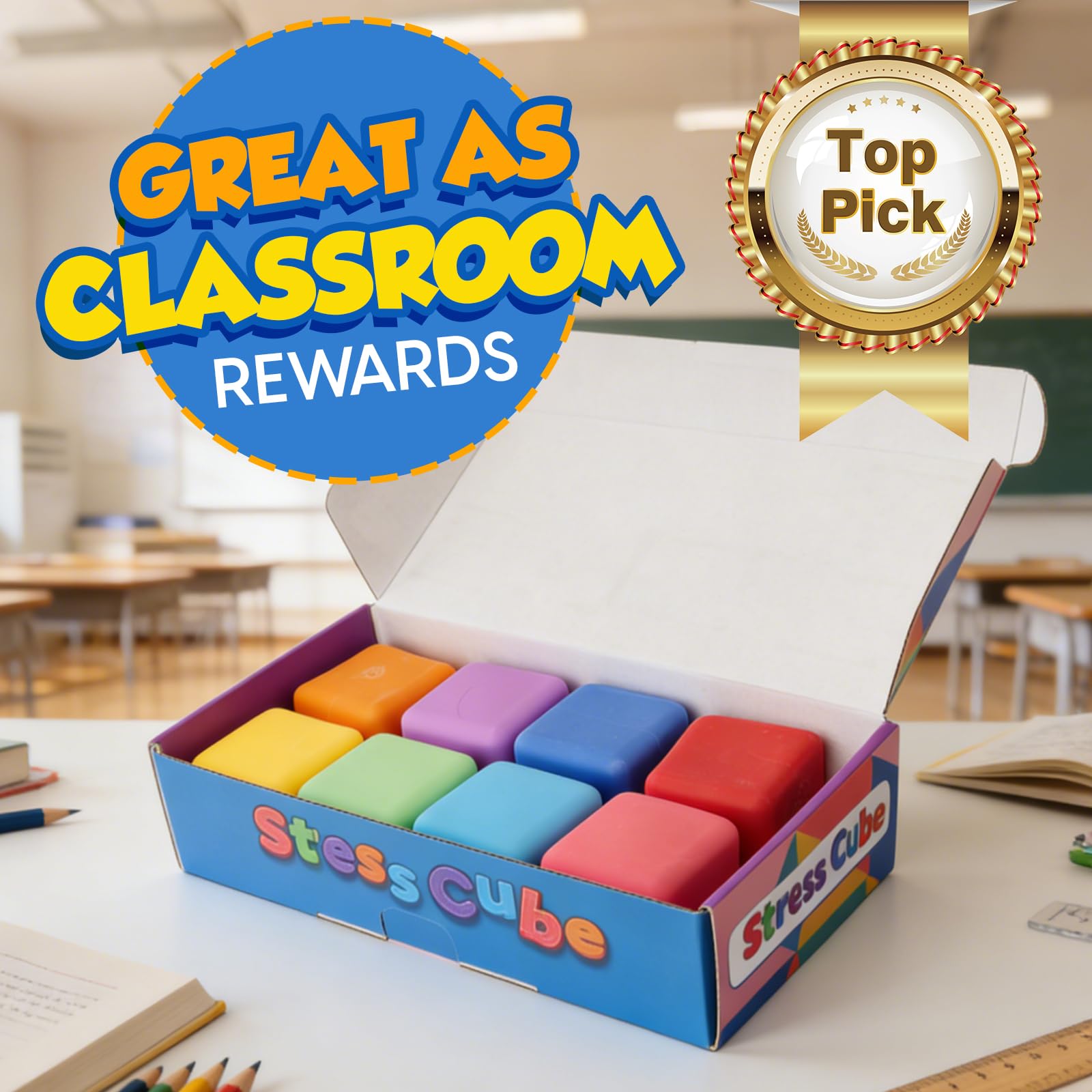 ZaxiDeel red squishy stress cube ideal for classroom rewards and attention