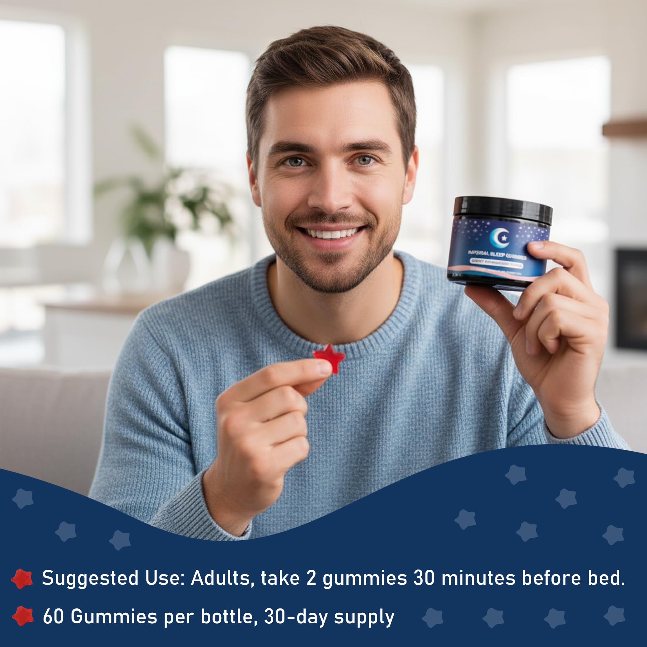 ZAYMAN bedtime routine setup with gummies and a glass of water.