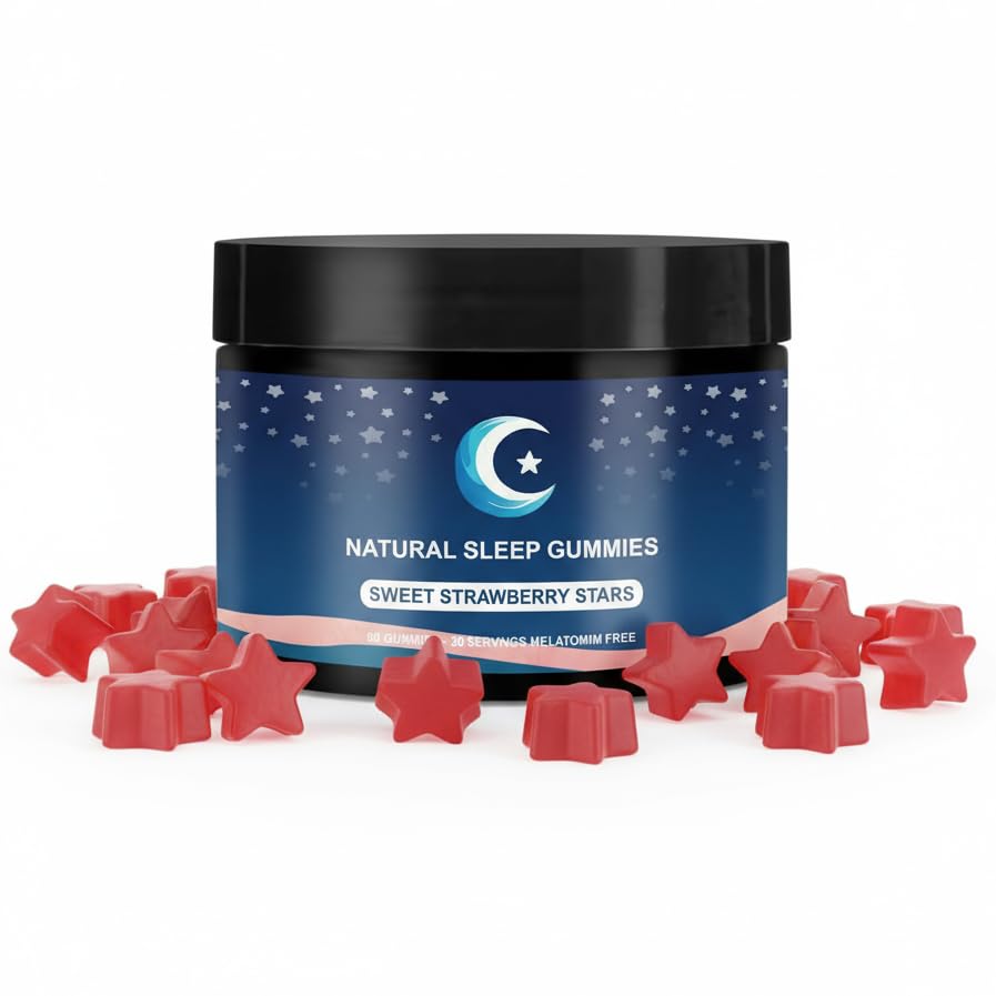 ZAYMAN melatonin-free sleep gummies bottle with strawberry flavor for calm evenings.