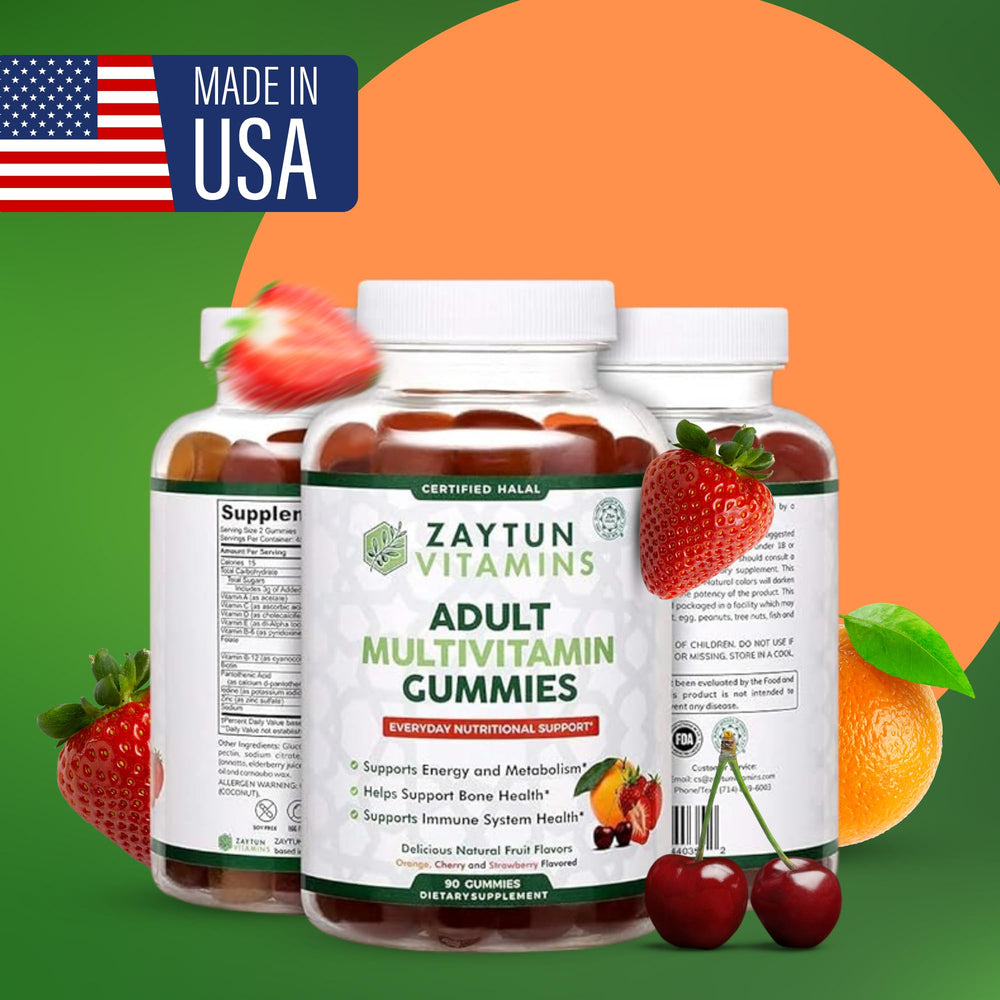 Zaytun Halal Multivitamin Gummies on counter for convenient daily use