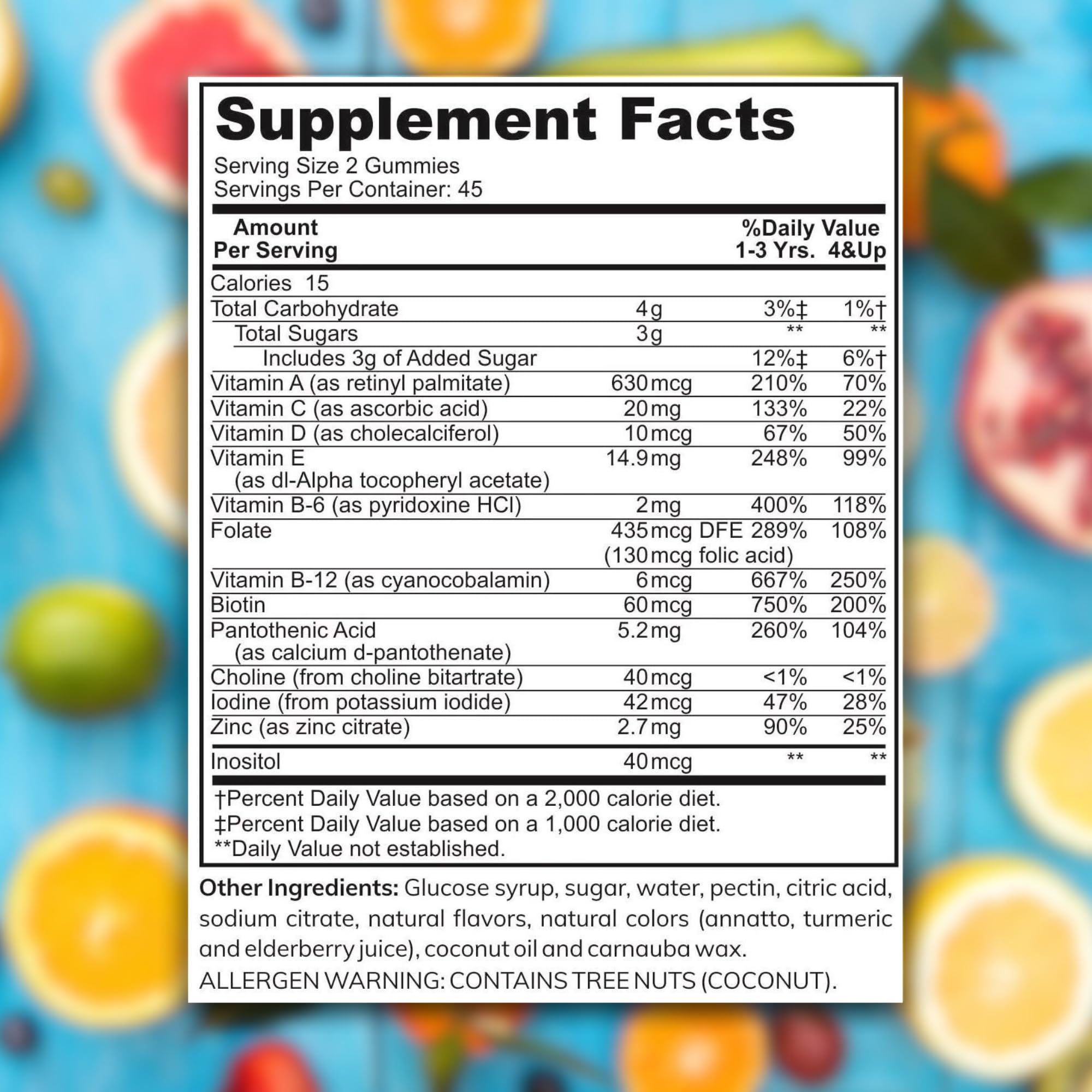 Zaytun Kids Multivitamin Gummies with assorted fruit flavors for kid-friendly nutrition.
