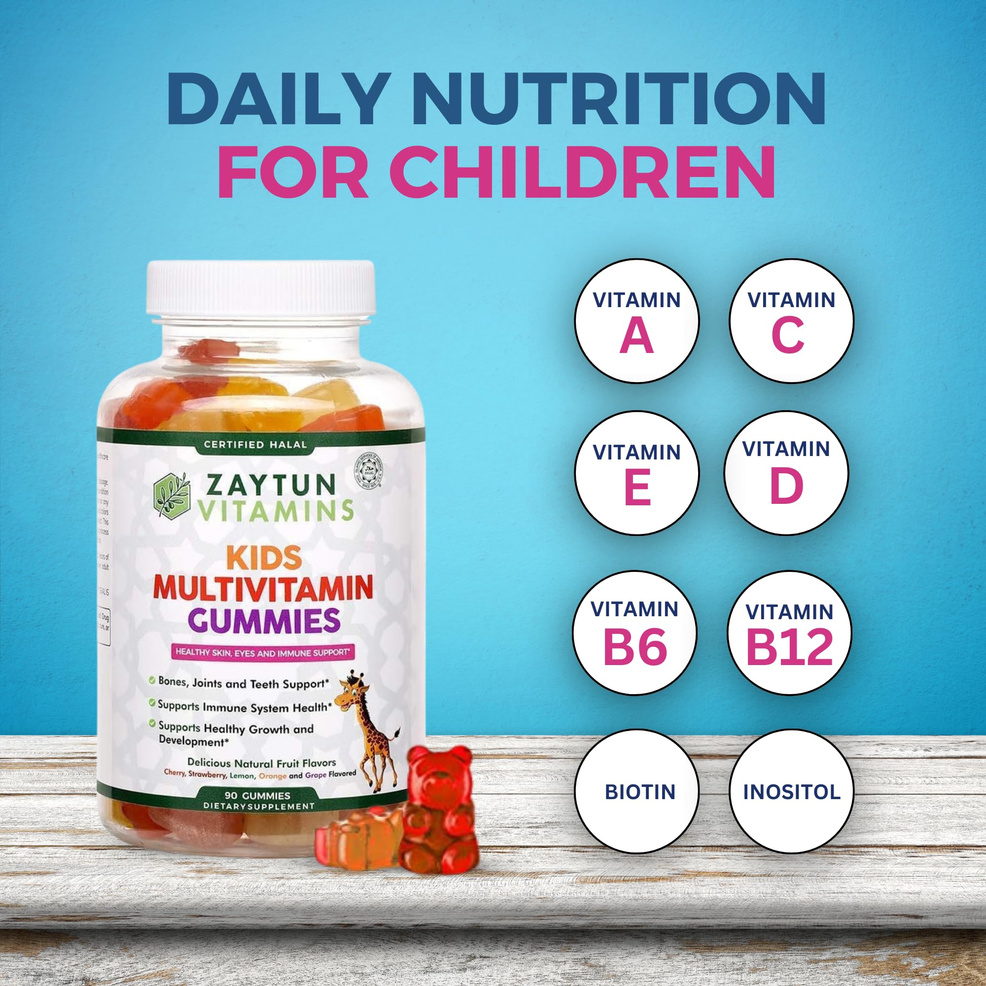 Non-GMO formula in Zaytun Kids Multivitamin Gummies for transparent nutrition.