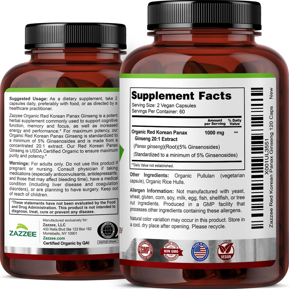 Zazzee 1000 mg per serving detail for a strong daily dose.