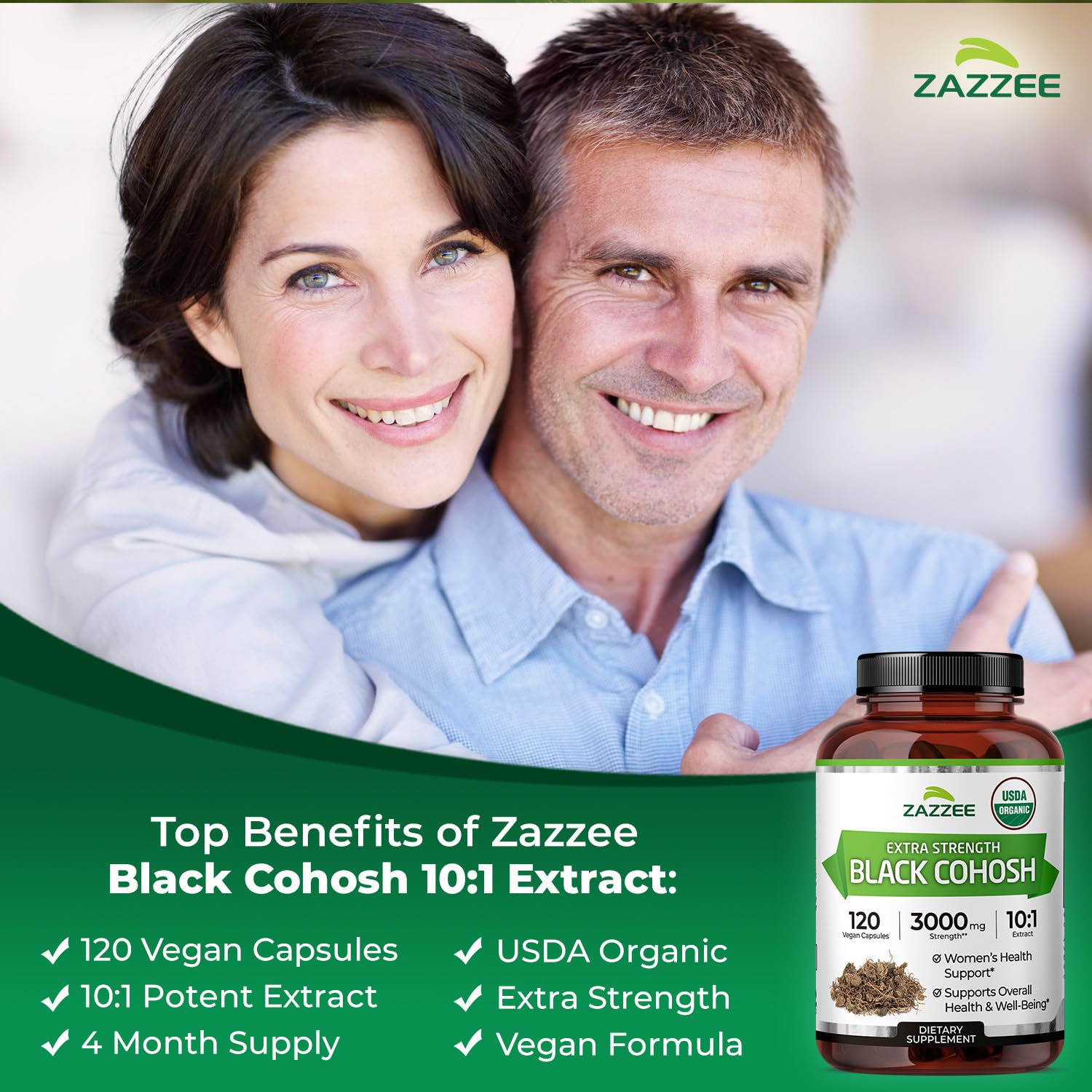 Graphic showing 10:1 extract ratio for concentrated potency in Zazzee product.