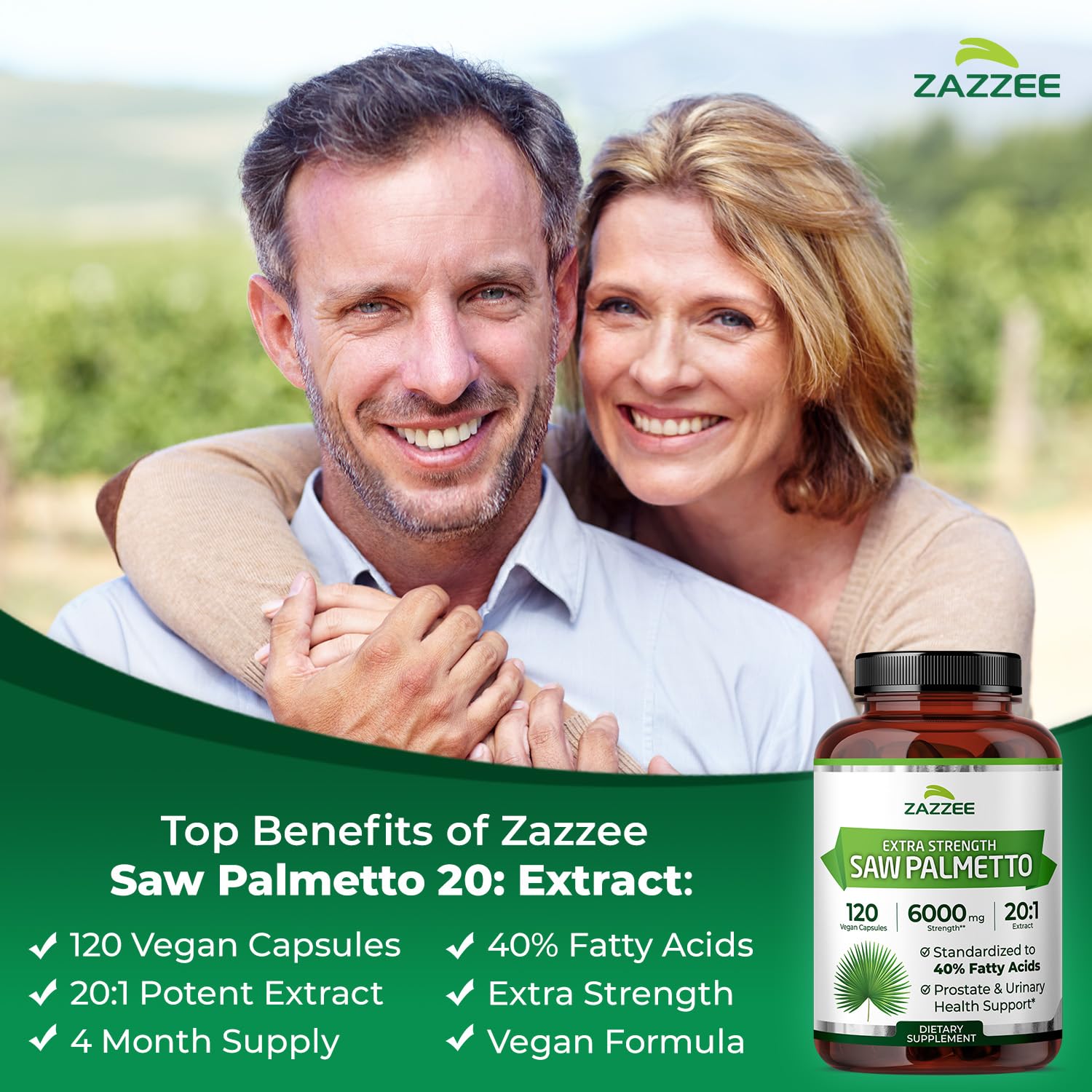 Zazzee 40% Fatty Acids label emphasizing high-potency extract
