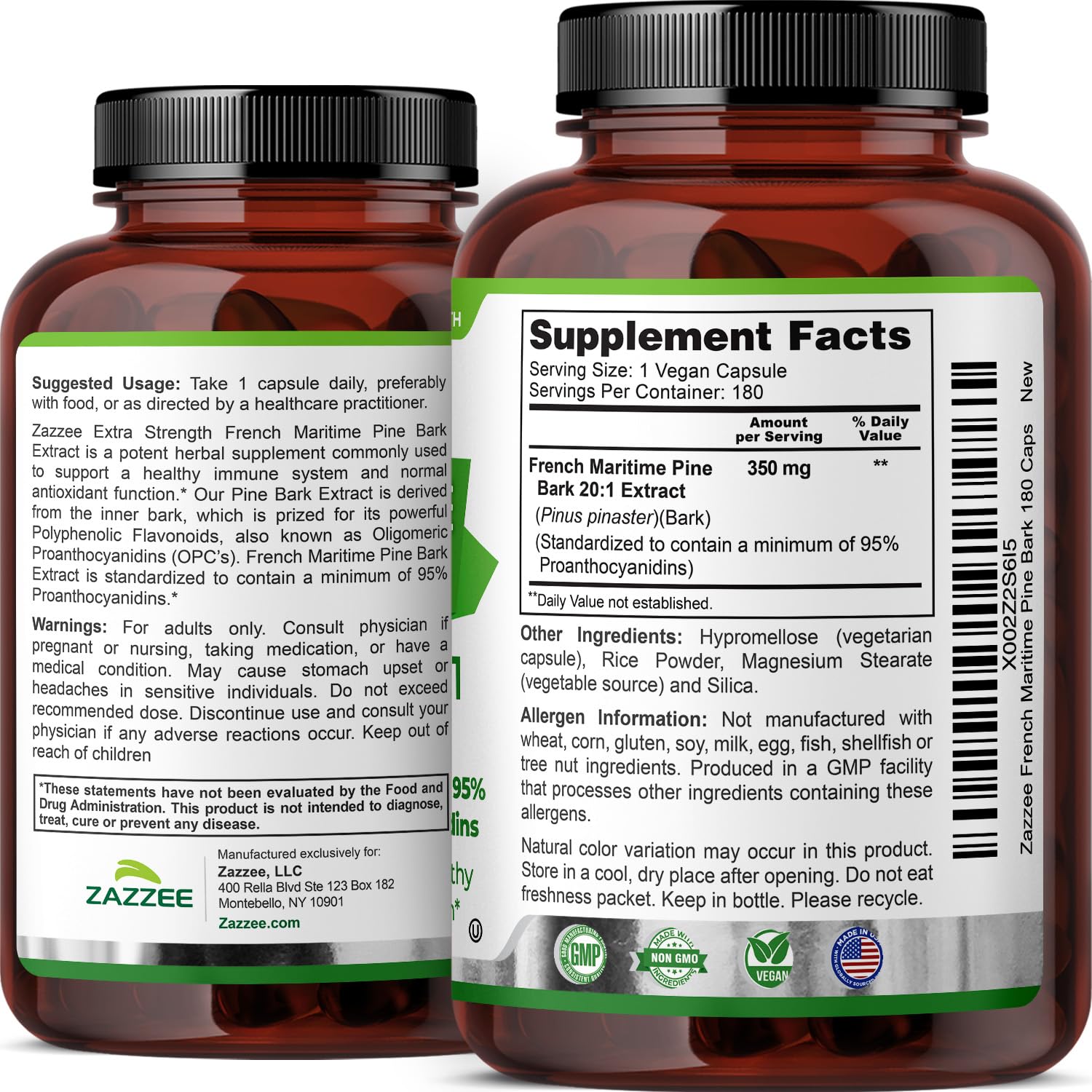 Zazzee amber glass bottle preserves potency