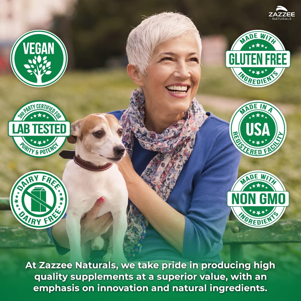 Back label on Zazzee Artemisinin bottle highlighting vegan, non-GMO ingredients.
