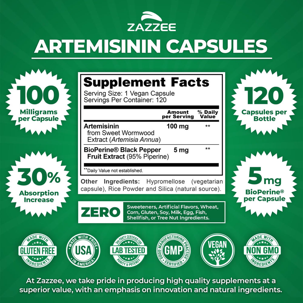 Top view of Zazzee Artemisinin bottle for easy storage.