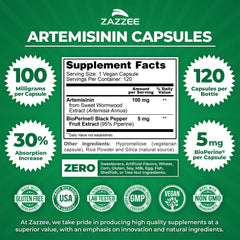Top view of Zazzee Artemisinin bottle for easy storage.