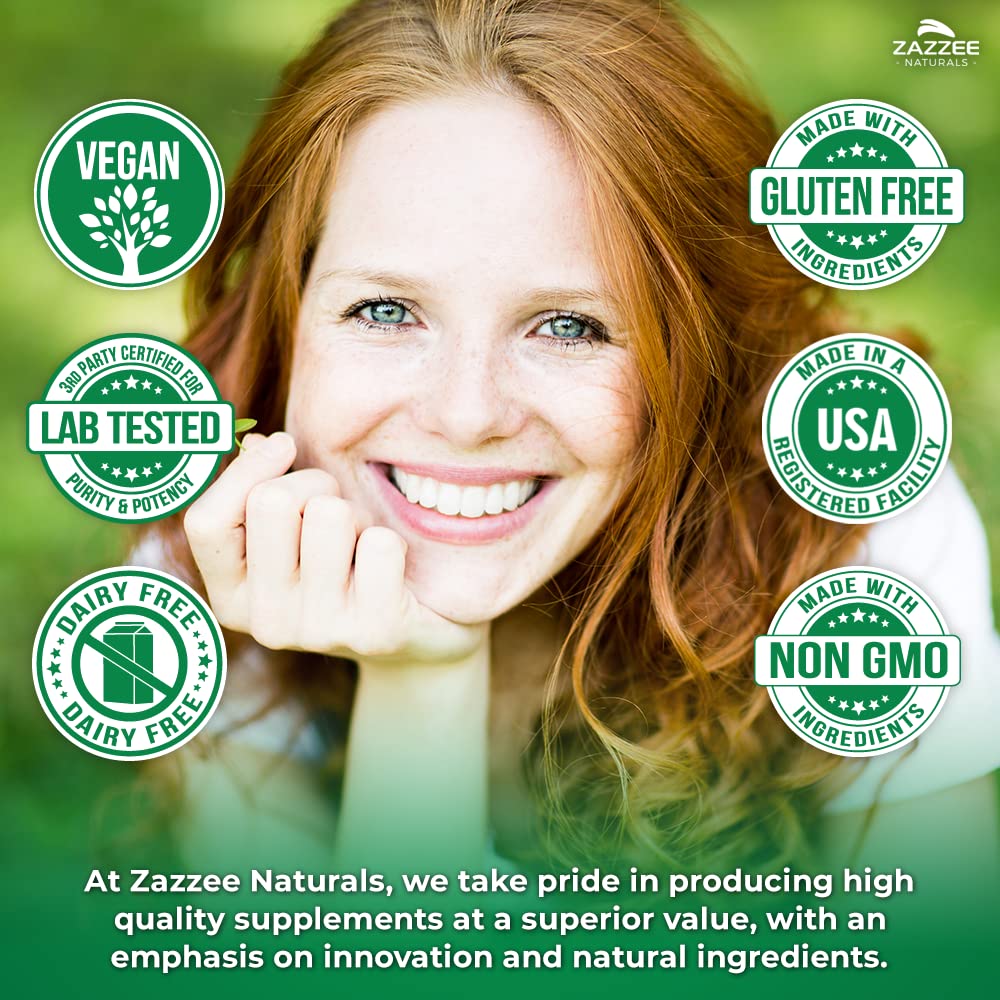 Zazzee 30% Beta Glucans seal and organic certification icons convey quality.