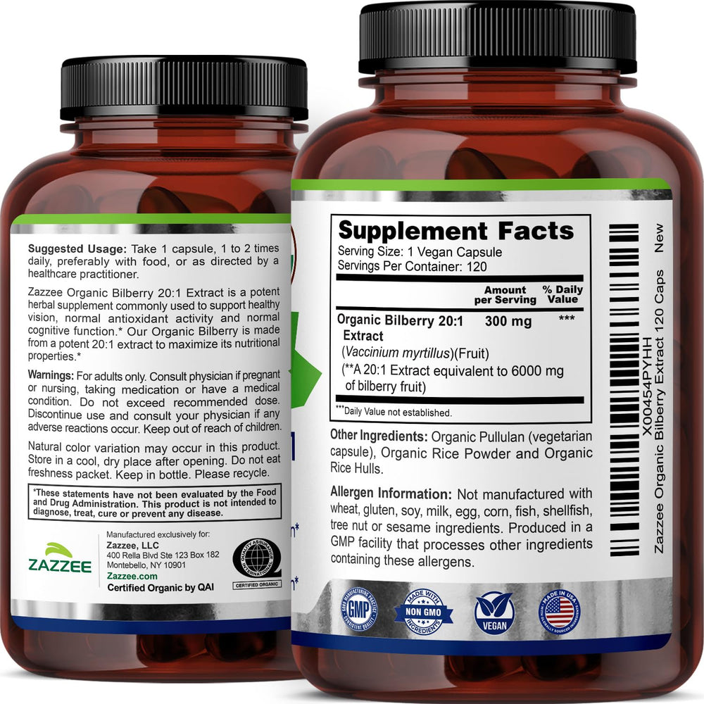 Zazzee capsule close-up emphasizes vegan, non-GMO composition.