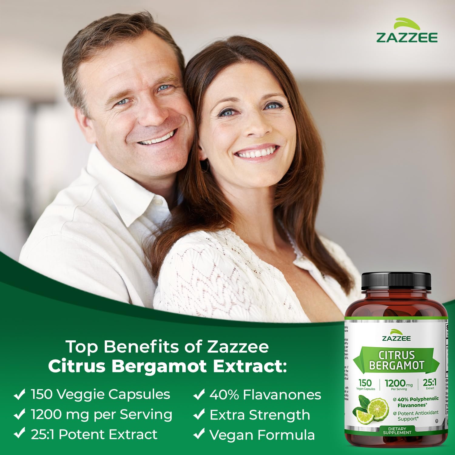Zazzee Citrus Bergamot label close-up, signaling premium extract quality and standardization